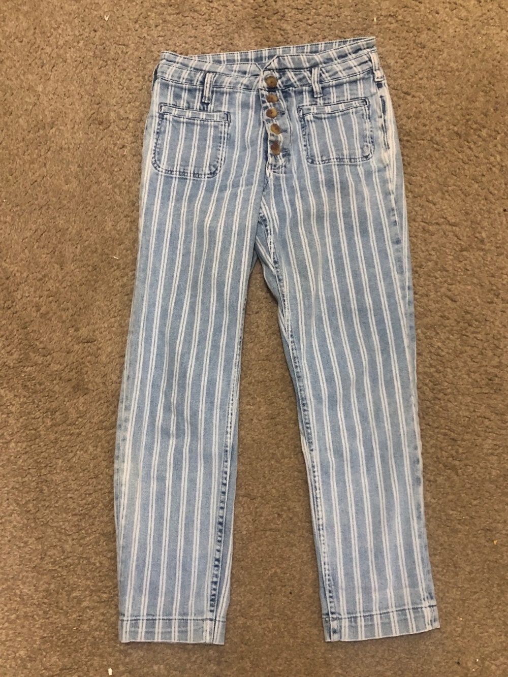 Anthropologie Size 27 Pilcro High-Rise Striped Acid Wash Slim Jeans - Picture 6 of 10